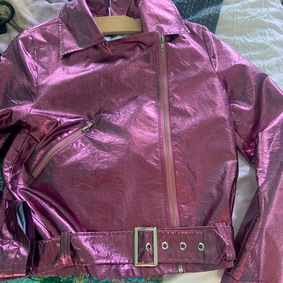 Hayley Elsaesser pink shiny jacket. Unique find! Size xs - Picture 5 of 5